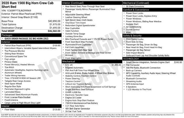 ram ram 1500 pickup 2020 1C6SRFFT5LN299969 image ram ram 1500 pickup 2020 1C6SRFFT5LN299969 image